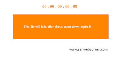 Hide Div after Count down Expired using javascript