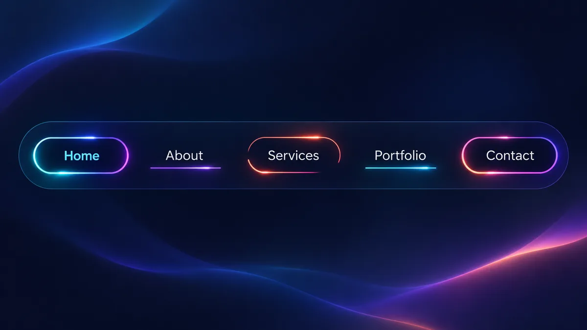 Dark animated border navigation menu with HTML and CSS