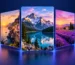 Five landscape cards arranged in a CSS 3D carousel slider