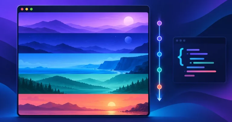 Colorful website sections changing background color on scroll with JavaScript