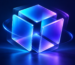 Blue and violet 3D cube folding as a CSS loader animation