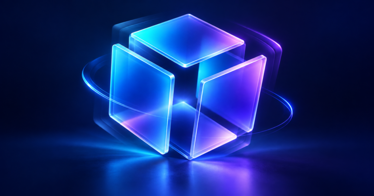 Blue and violet 3D cube folding as a CSS loader animation