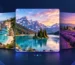 Three scenic image cards in a horizontal carousel with previous and next arrow controls