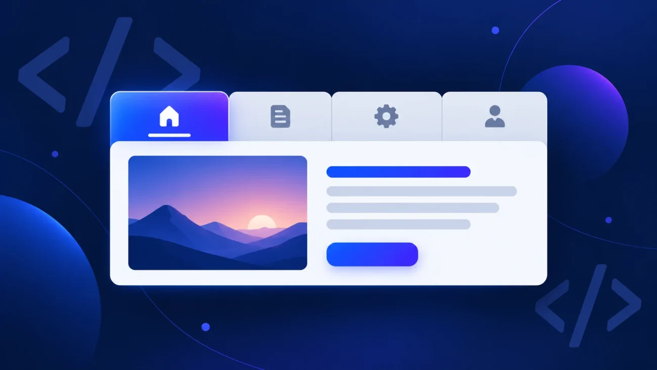 Pure CSS tabs with four navigation controls above a content panel