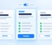 Three responsive pricing cards with a highlighted middle plan and billing toggle