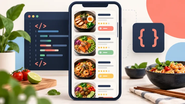 Scrollable CSS food menu shown on a mobile screen