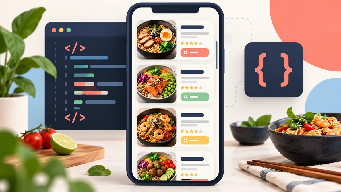 Scrollable CSS food menu shown on a mobile screen